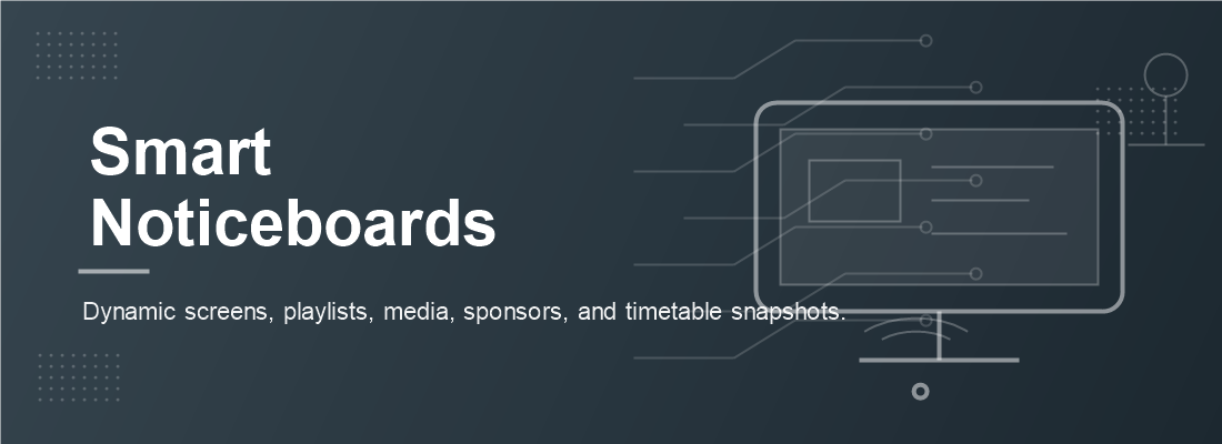 Manage campus digital displays with terminals, screens, playlists, media content, sponsor scheduling, live links, and timetable snapshots from one CMS dashboard.